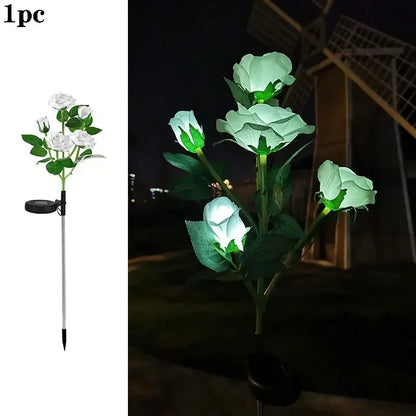 Rose Solar LED Lawn Lights - 5 Heads for Garden & Patio
