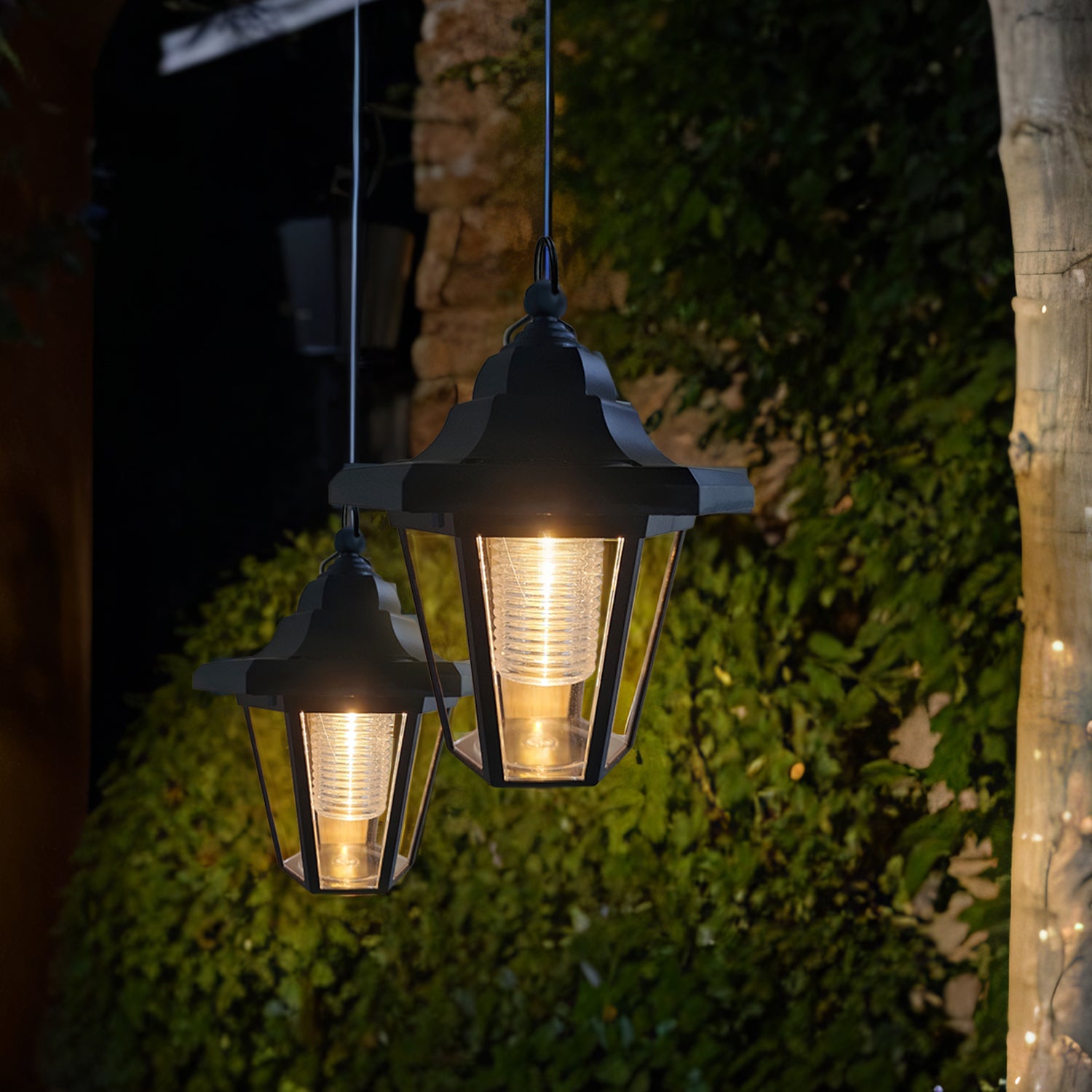 Hexagonal Solar Pathway Lights - Outdoor Hanging Lanterns