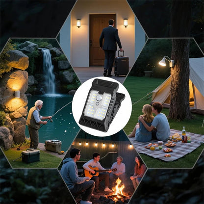 New Upgraded Solar Clip Light Outdoor Courtyard Lamp Camping Garden 3 Lighting  Intelligent Sensing Solar Wall Lamp