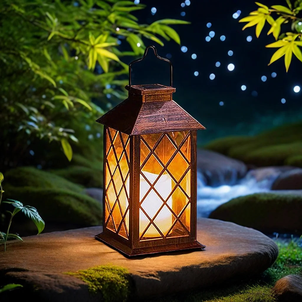 1PC Solar Lantern Outdoor, Waterproof LED Candle Lamp for Garden/Pathway Decor, Warm White Decorative Lighting