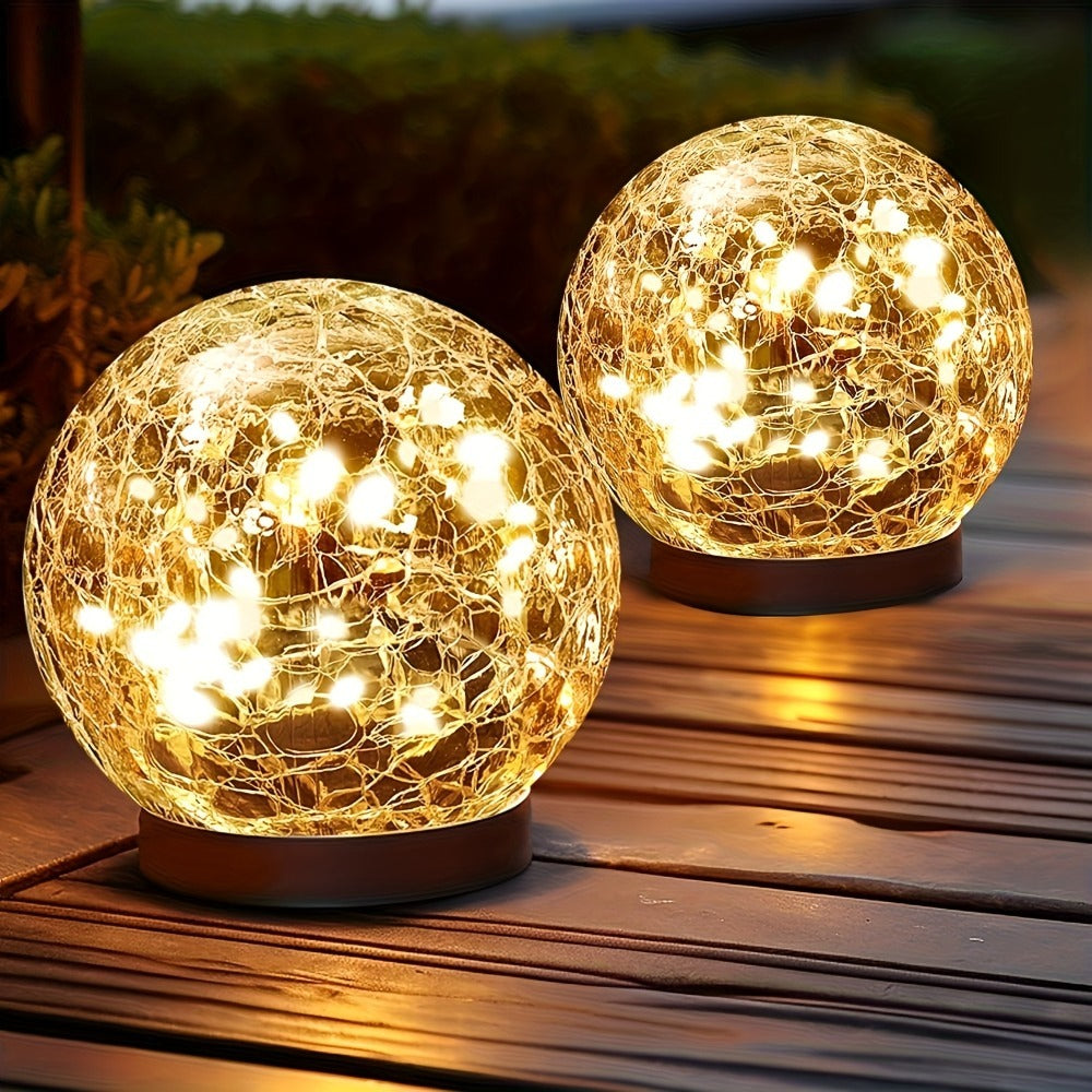 Outdoor Solar Light: Solar Cracked Glass Globes - Waterproof Patio Ball Lights