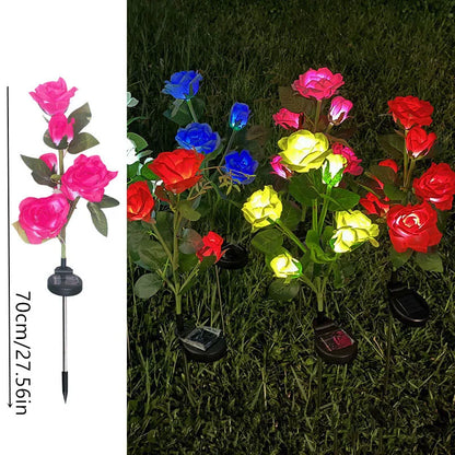 Solar Lights Outdoor Decor 5 Heads Rose Lawn Lamp Solar Garden Lights for Yard Patio Garden Wedding Decorations Fairy Lights