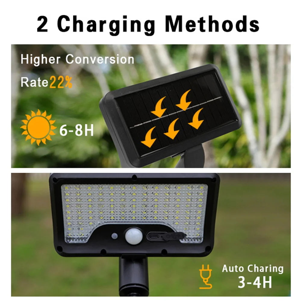 Clip On Solar Motion Lights Outdoor Waterproof Lights USB Charge with 92 LEDs Portable Solar Powered Security Light for Garden