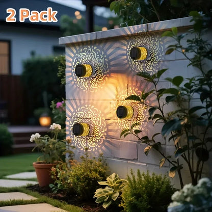2pcs Solar Lamp Iron Art  IP65 Solar Wall Lights Wall Theme Fence Lights Garden Backyard Decoration Outdoor Front Door Lantern