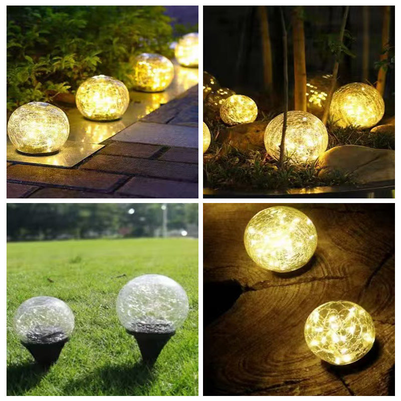 Solar Garden Lights: Solar Crack Glass Ball Lamp - 10cm Waterproof Garden Light