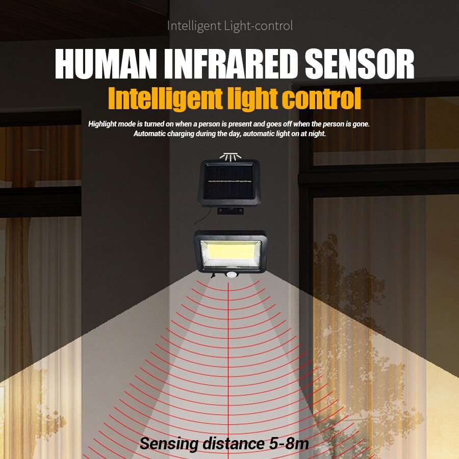 Solar Light Motion Sensor - Waterproof COB LED Outdoor Lamp