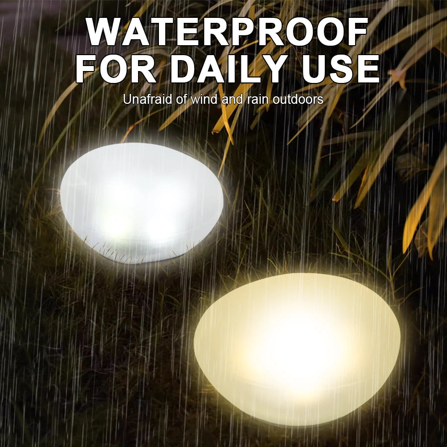 Cobblestone Shaped Solar Lamp Frosted Glass Ground Light Outdoor Energy Saving Waterproof Lantern Landscape Decorative Light