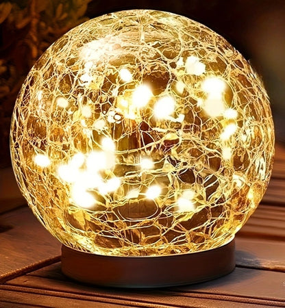 Outdoor Solar Light: Solar Cracked Glass Globes - Waterproof Patio Ball Lights