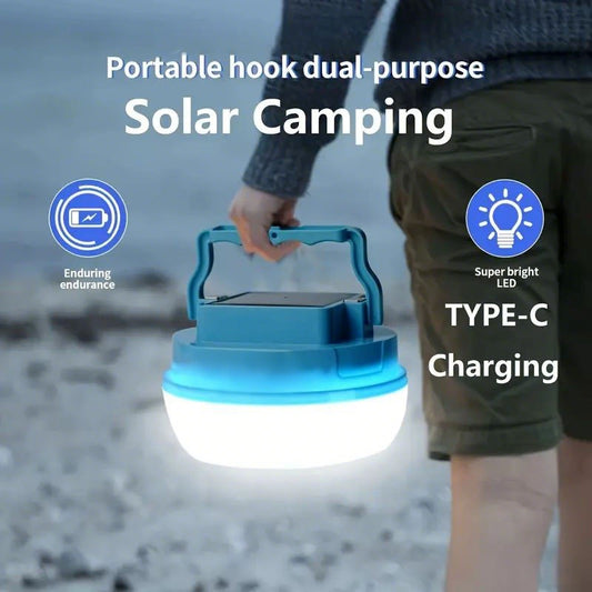 Solar LED Camping Light: Magnetic Base, 3 Modes, Quick Hook