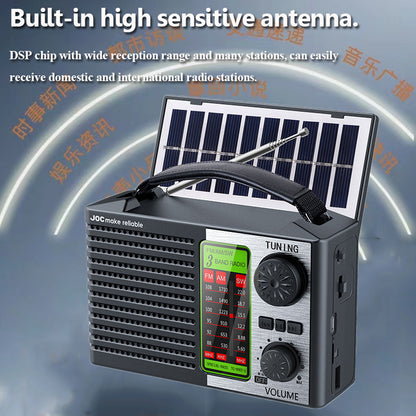Portable Solar Radio FM AM SW Bluetooth Music Player