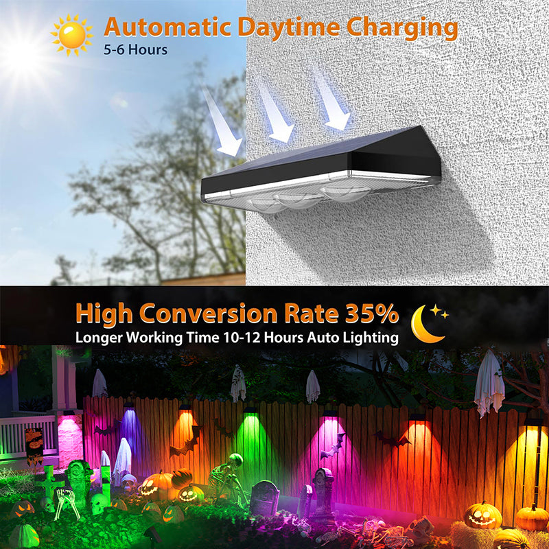 Solar Fence Lights RGB & Warm White LED Outdoor Decor