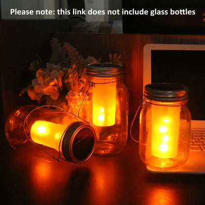Solar Mason Jar Torch - Warm Garden Lantern