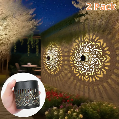 2pcs Solar Lamp Iron Art  IP65 Solar Wall Lights Wall Theme Fence Lights Garden Backyard Decoration Outdoor Front Door Lantern