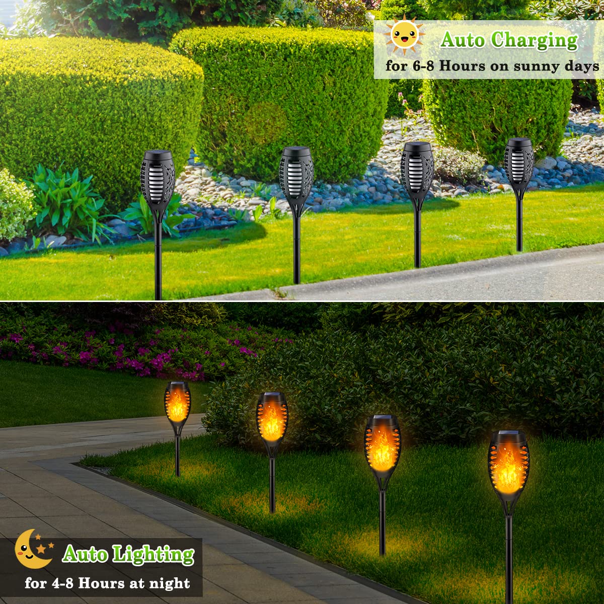 Outdoor Solar Light: Solar Torch Lights Flickering Flame Waterproof Outdoor Decor