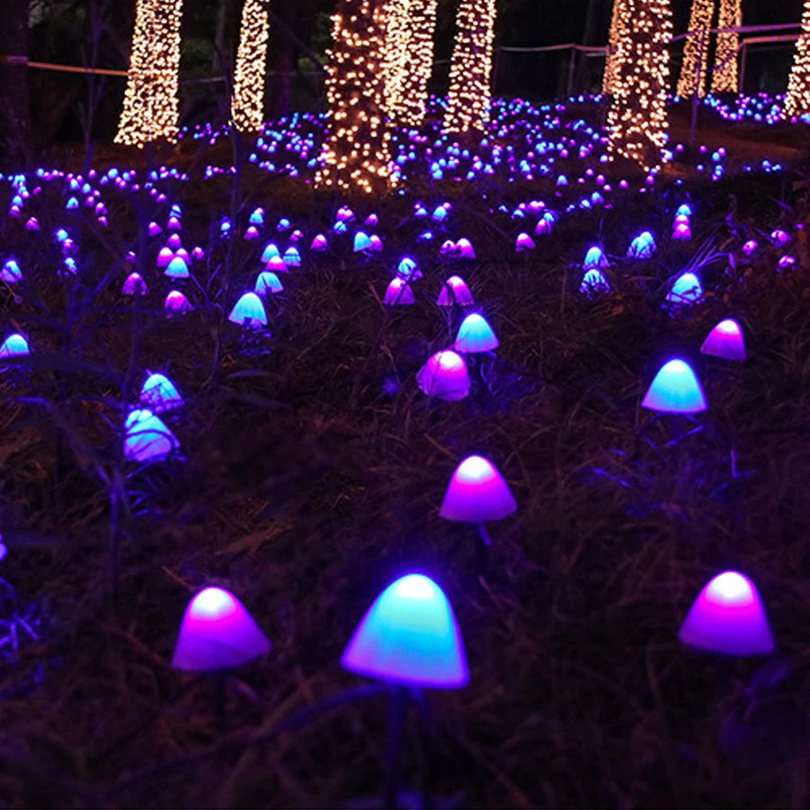 Mushroom Solar Lights Solar Powered Walkway Outdoor Waterproof Street Light Yard Stake Landscape String Led Pathway Patio Ground