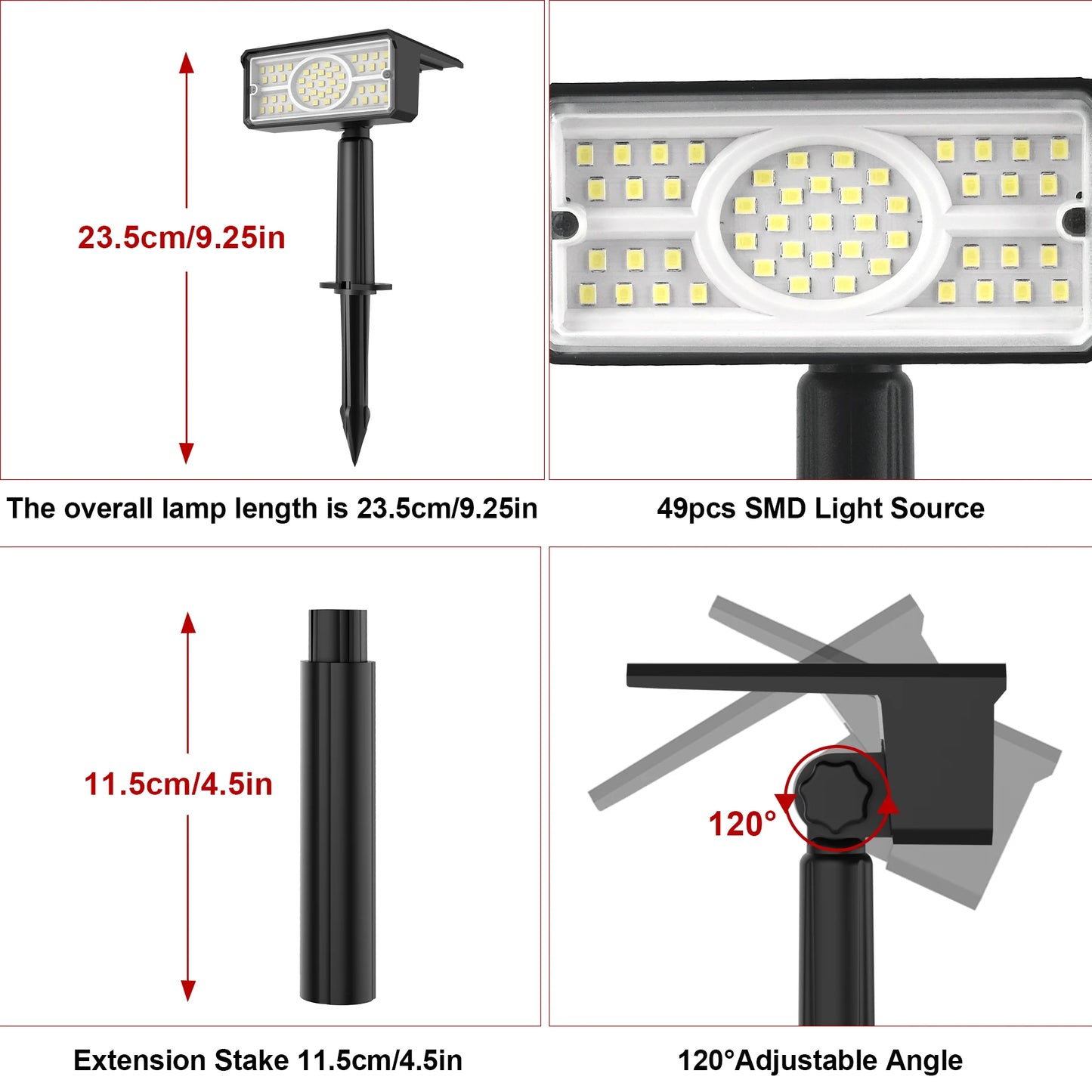 1pc 6000K/3000K/Green/Blue Solar Garden Light Outdoor Solar Spotlight IP65 Waterproof Solar Wall Light Solar Lamp