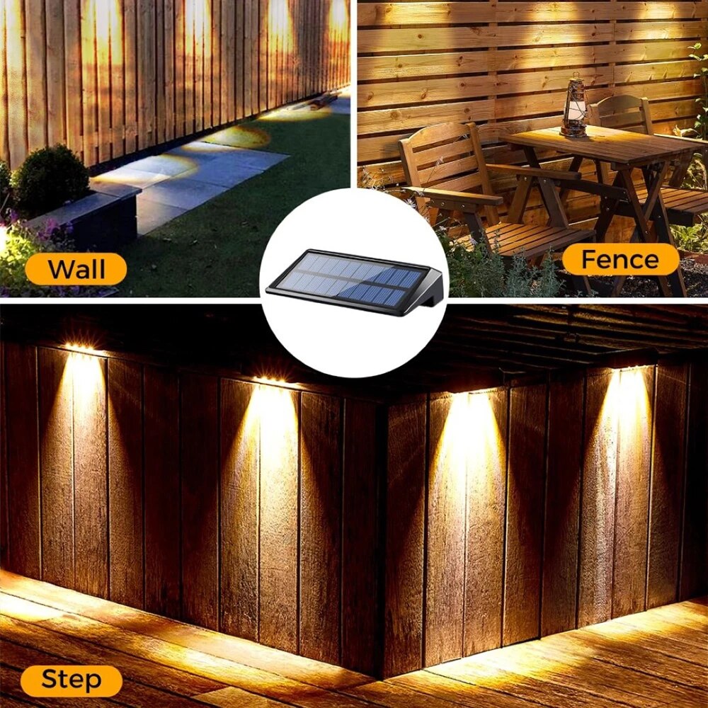 Solar Wall Lights Outdoor 2 Pack - Waterproof LED Fence & Deck Lights