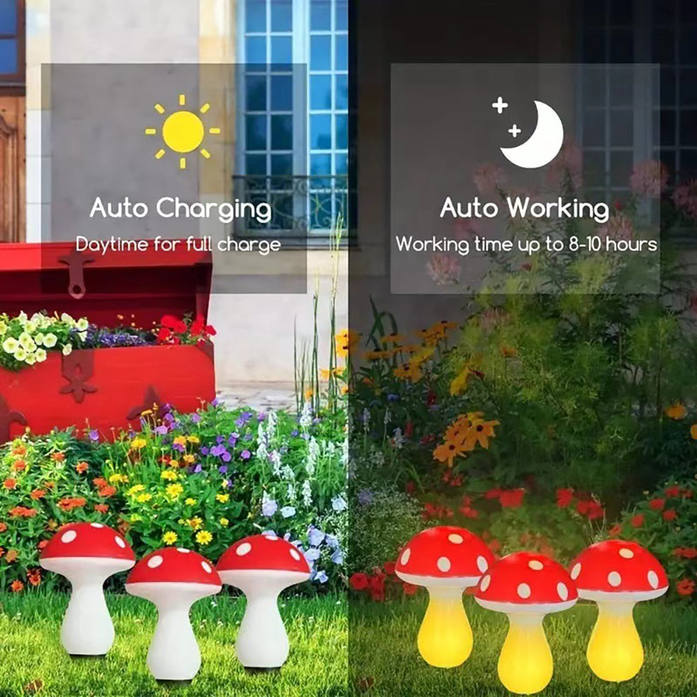 Solar Lawn Lights: Mushroom Lamp Post - 8-Head Garden Decoration