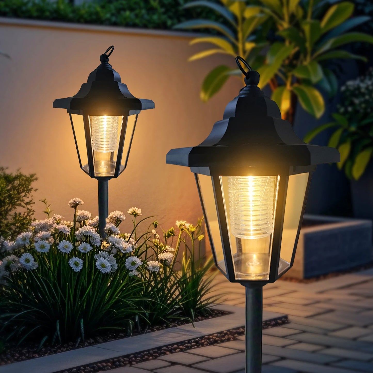 Hexagonal Solar Pathway Lights - Outdoor Hanging Lanterns