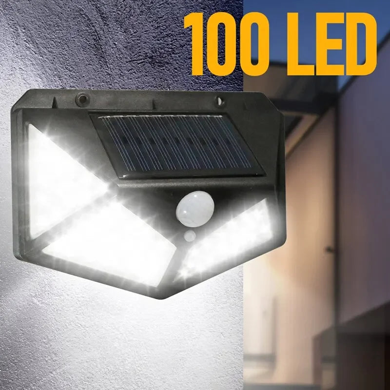 Solar Wall Lights Outdoor: 100LED Solar Wall Lamp - Motion Sensor, Waterproof, 2PCS
