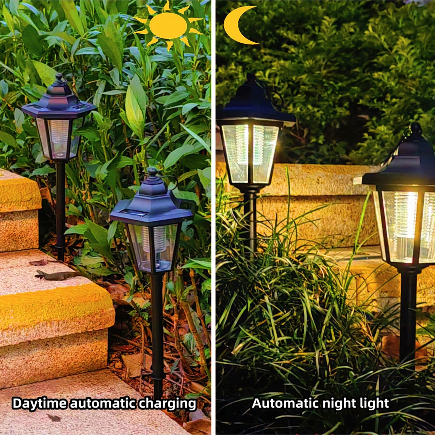 Hexagonal Solar Pathway Lights - Outdoor Hanging Lanterns