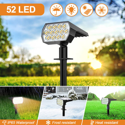 LED Solar Spot Lights Outdoor - 52 LED, 3 Modes, Waterproof