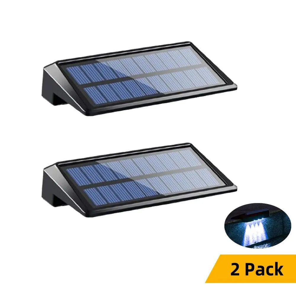 Solar Wall Lights Outdoor 2 Pack - Waterproof LED Fence & Deck Lights