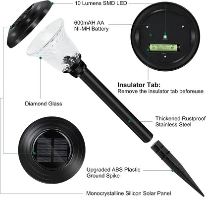 Solar Pathway Lights 6Pack - Stainless Steel Auto On/Off