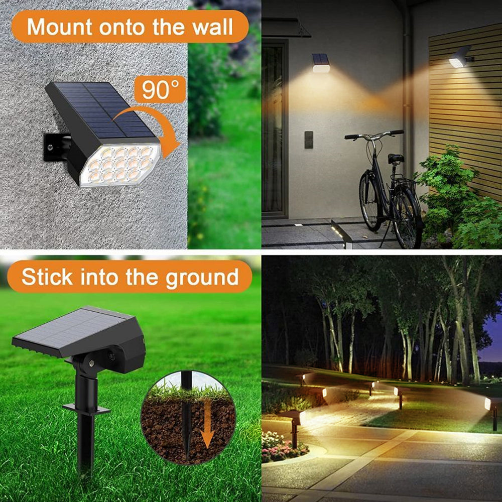 LED Solar Spot Lights Outdoor - 52 LED, 3 Modes, Waterproof