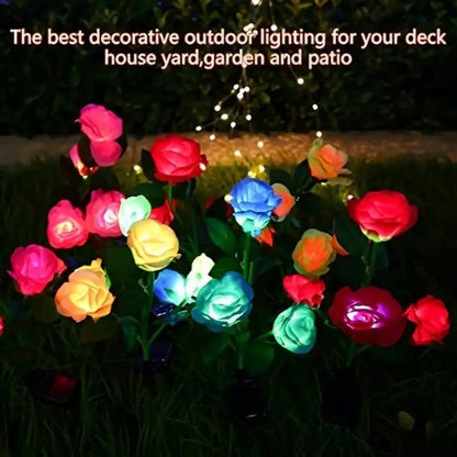 Solar Lawn Lights - Rose Lights 5 Head Waterproof Garden Pathway Decor