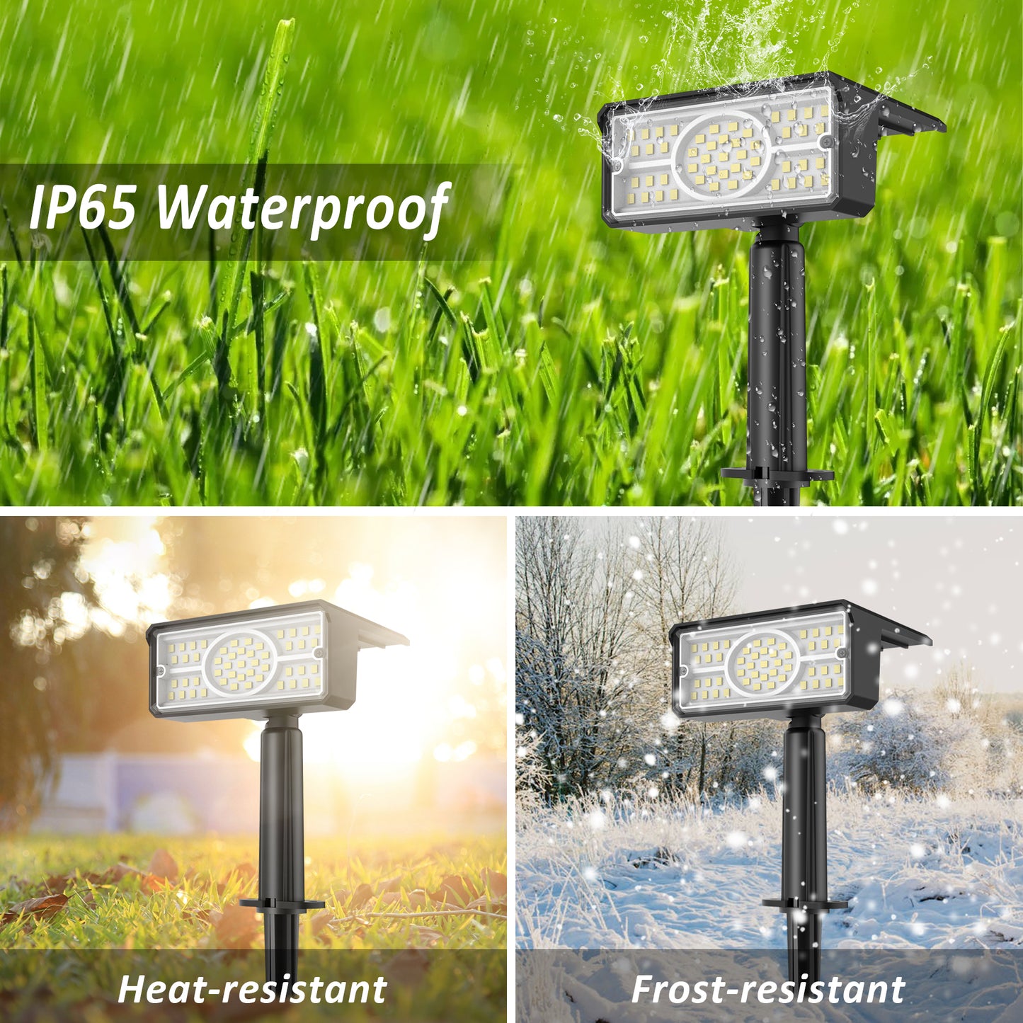 Solar Powered Spotlight: 3000K/6000K/Blue/Green, IP65 Waterproof