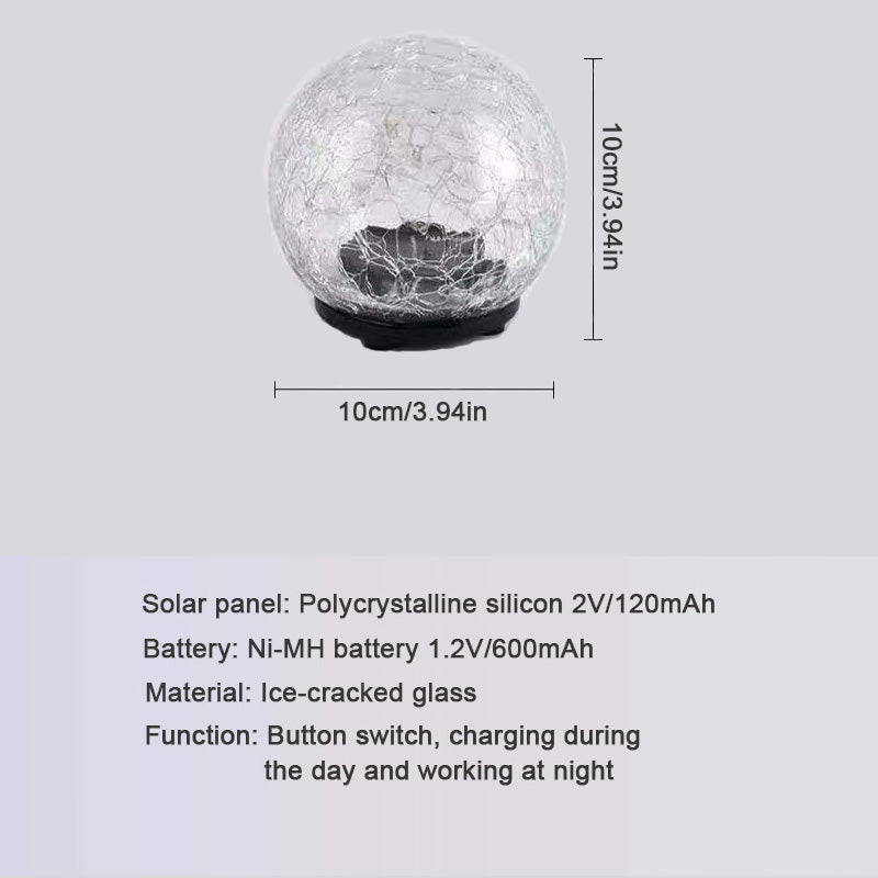 Solar Garden Lights: Solar Crack Glass Ball Lamp - 10cm Waterproof Garden Light
