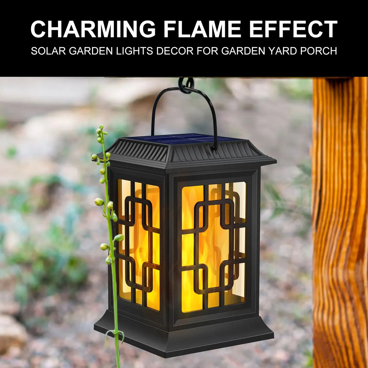 Solar Lanterns Outdoor Waterproof Flickering Flame Solar Lantern LED Hanging Lanterns Decorative Outdoor Solar Lights for Garden