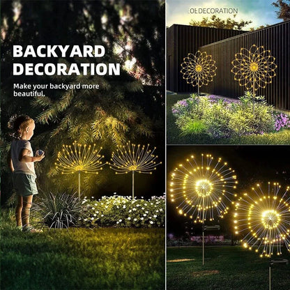 LED Solar Firework Fairy Lights - Waterproof Garden Decor