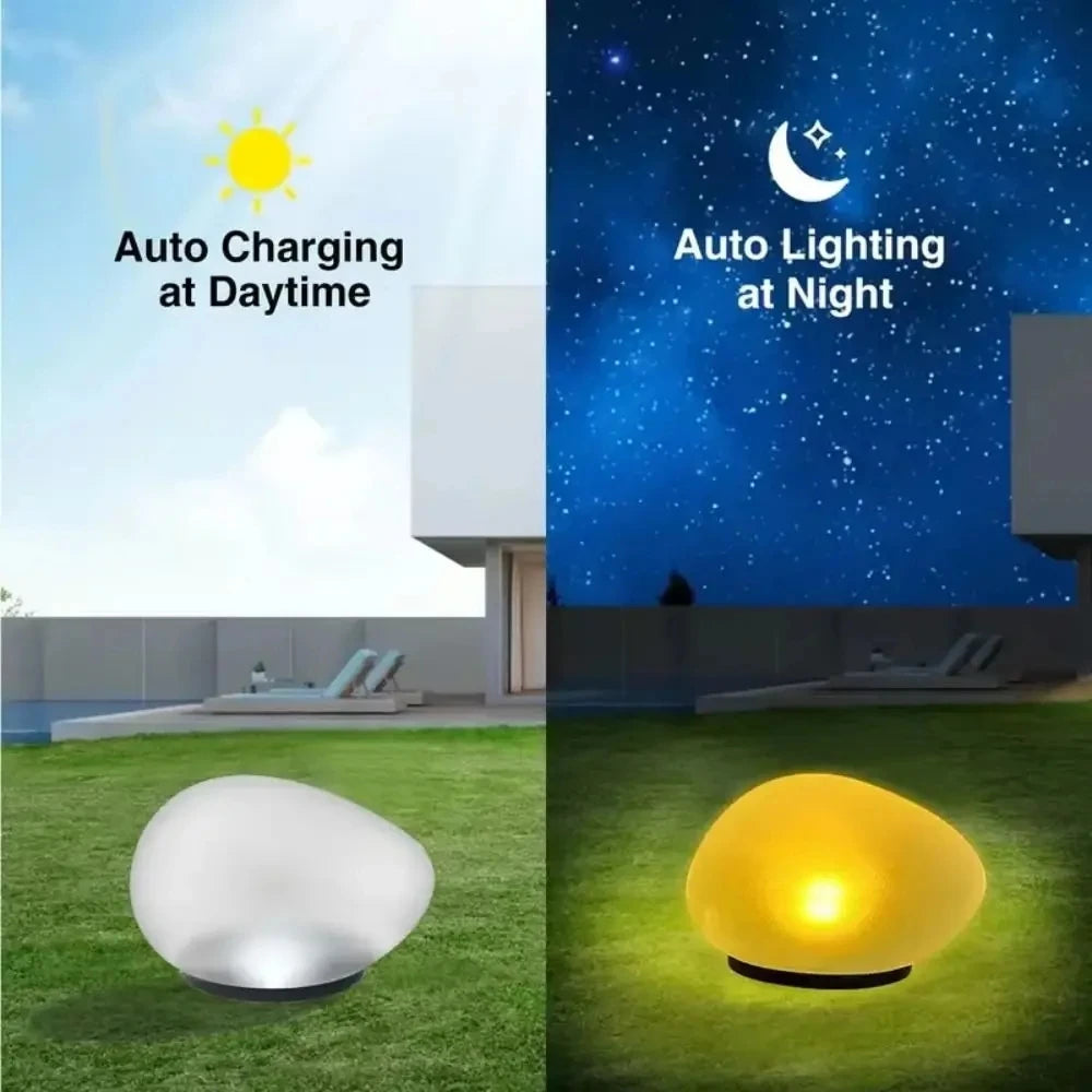 Cobblestone Shaped Solar Lamp Frosted Glass Ground Light Outdoor Energy Saving Waterproof Lantern Landscape Decorative Light