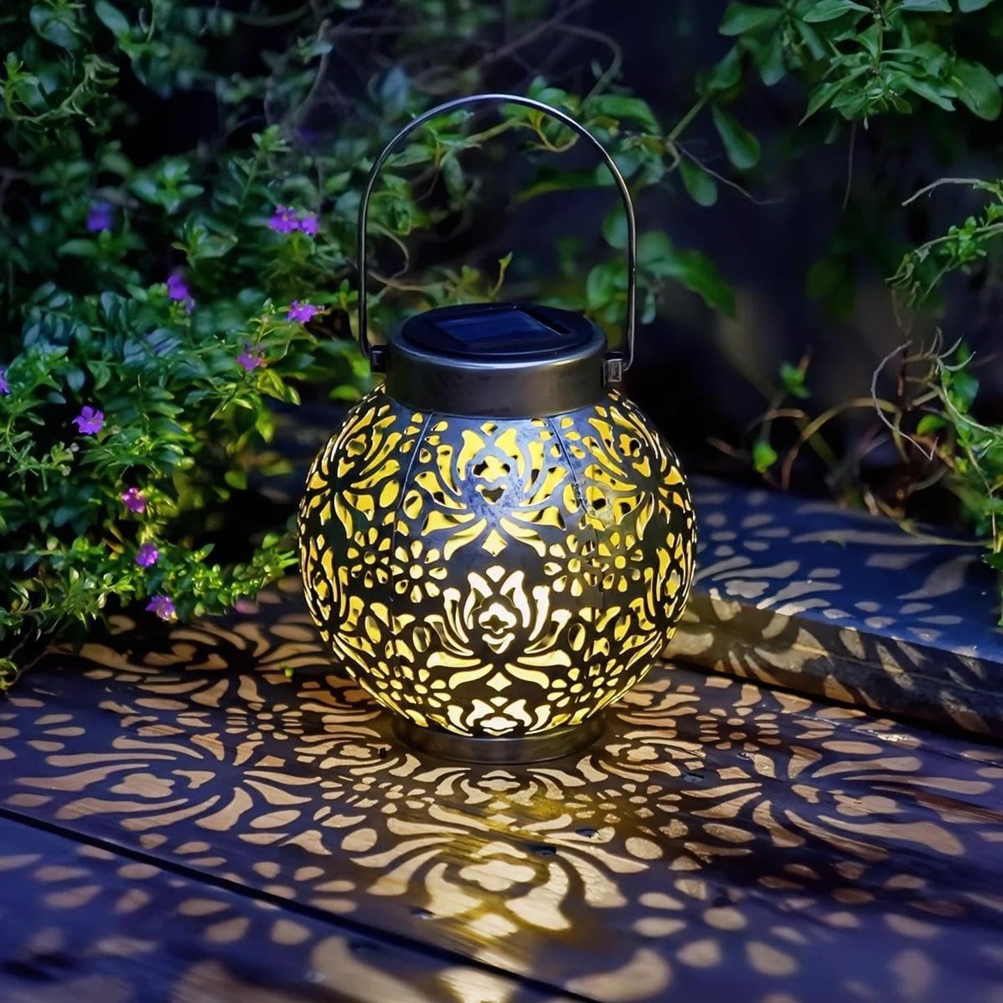 Iron Solar Lantern: Weatherproof Garden Pathway Light