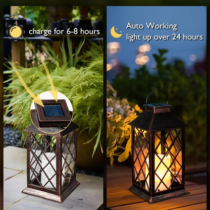 1PC Solar Lantern Outdoor, Waterproof LED Candle Lamp for Garden/Pathway Decor, Warm White Decorative Lighting
