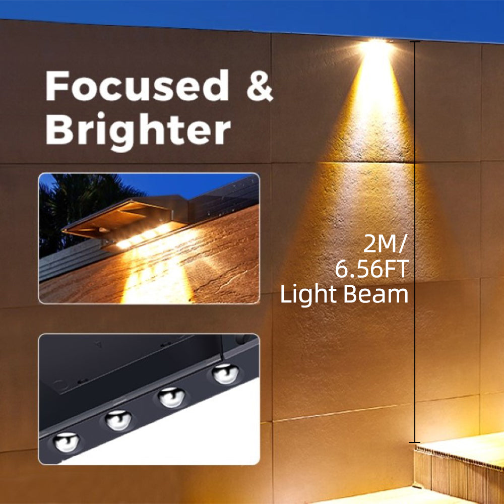 Solar Wall Lights Outdoor 2 Pack - Waterproof LED Fence & Deck Lights