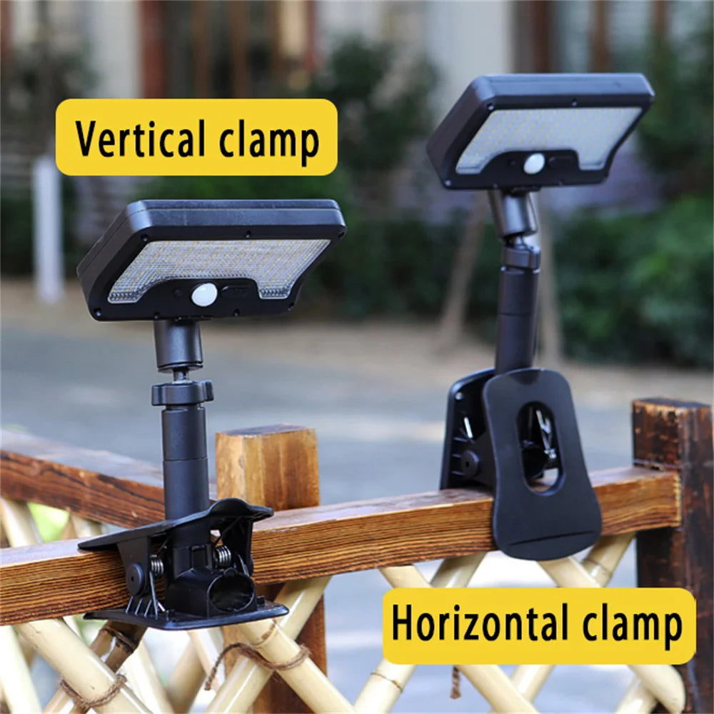 Clip On Solar Motion Lights Outdoor Waterproof Lights USB Charge with 92 LEDs Portable Solar Powered Security Light for Garden