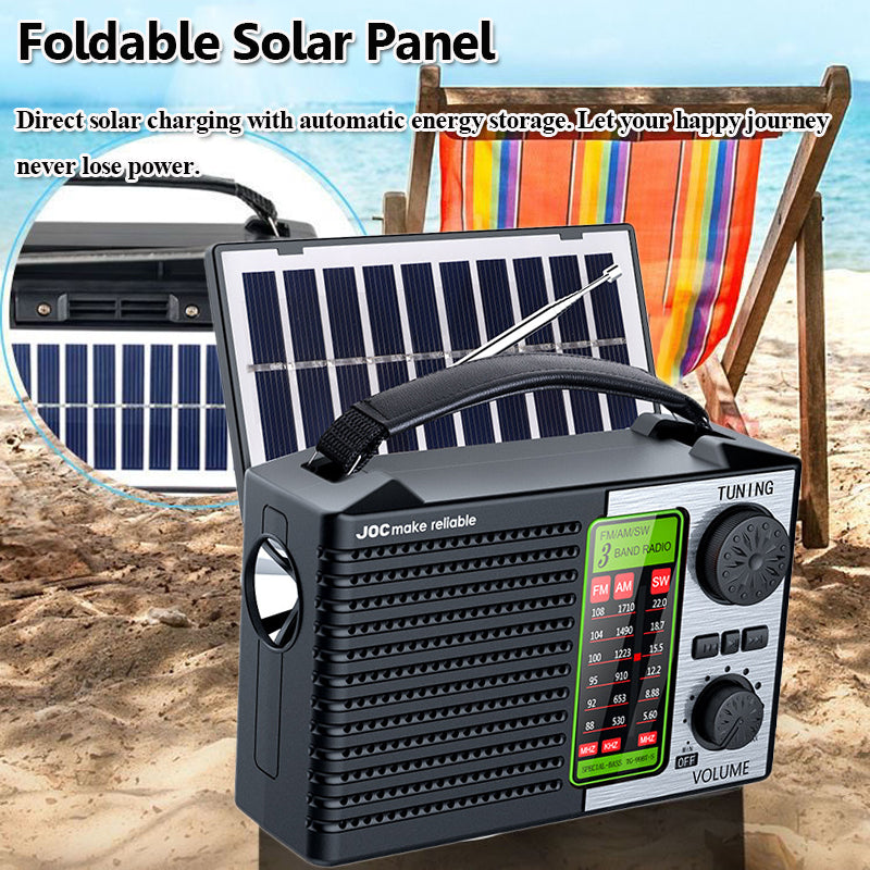 Portable Solar Radio FM AM SW Bluetooth Music Player