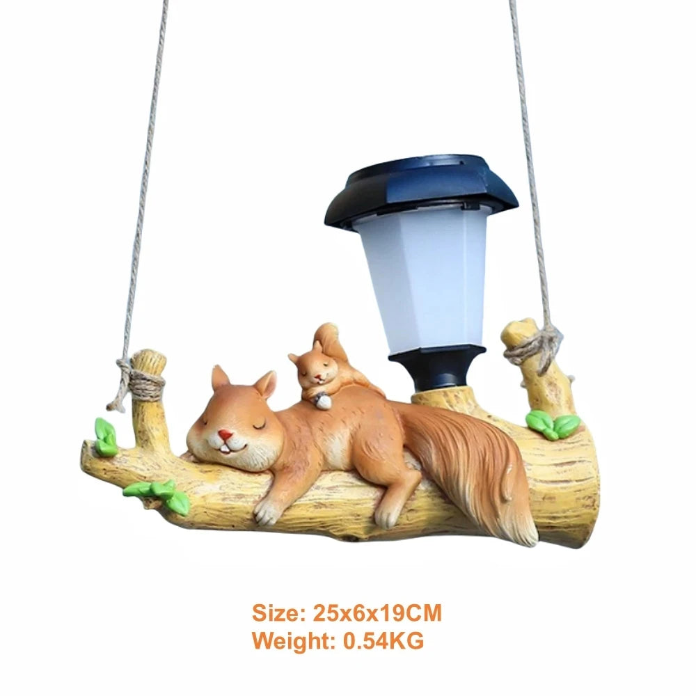 Solar light squirrel sloth ornament hanging outdoor garden lawn resin decoration creative decoration landscape ornament
