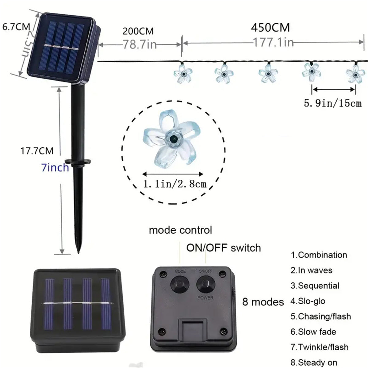 String Lights - Purple Solar Flower Outdoor LED Garden Decor