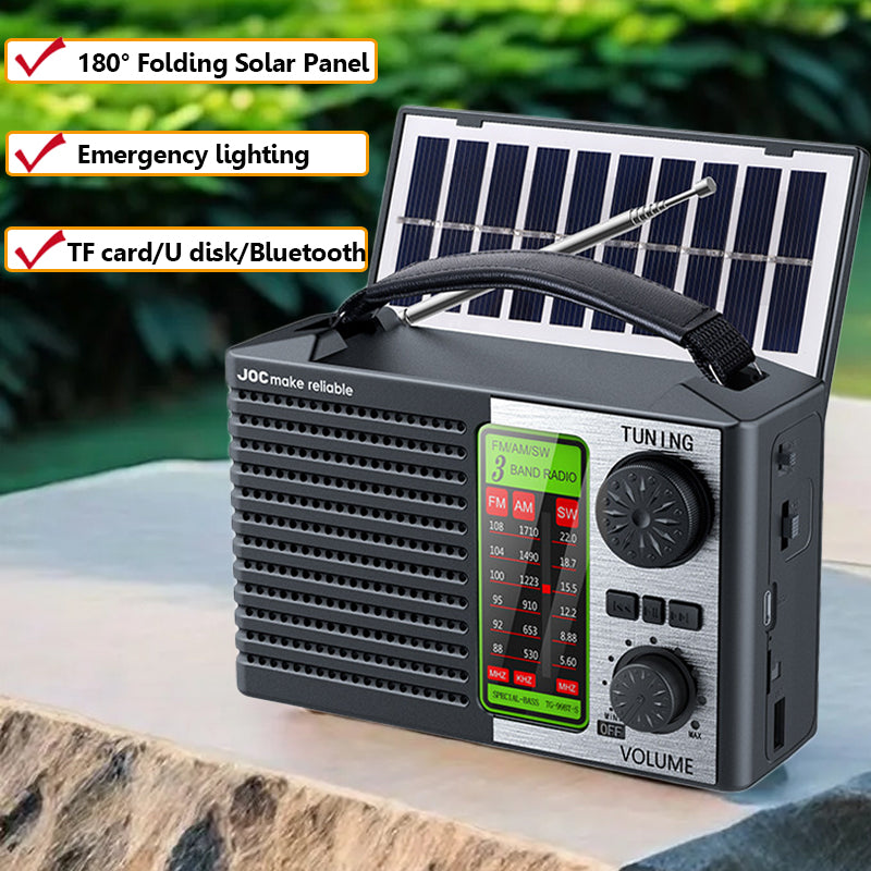 Portable Solar Radio FM AM SW Bluetooth Music Player