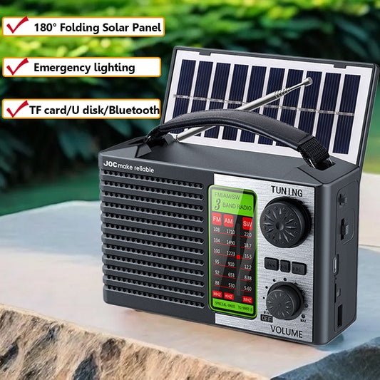 Portable Solar Radio FM AM SW Bluetooth Music Player