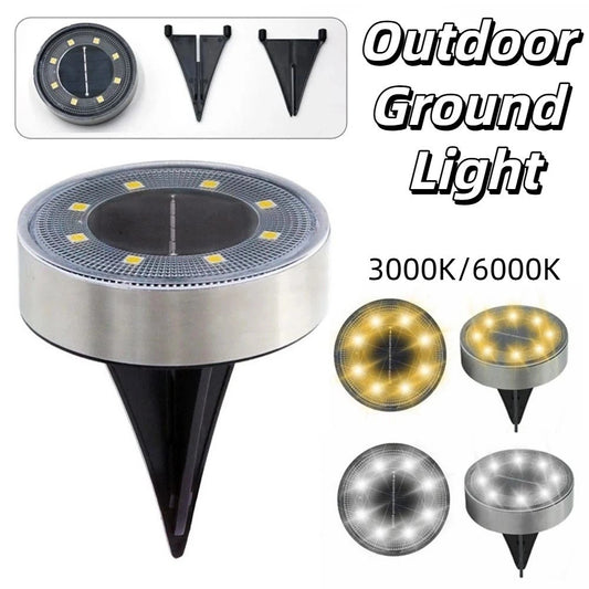8 Outdoor LED Solar Light - IP68 Waterproof Garden Pathway