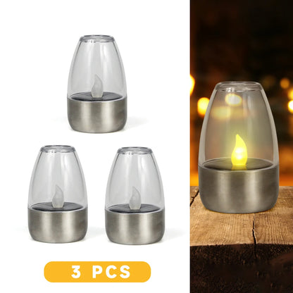 Solar Tea Lights Flameless Solar Garden Lamp Outdoor Waterproof Reusable LED Candles Lantern Garden Decoration Warm White