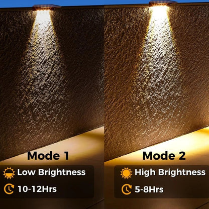 Solar Wall Lights Outdoor 2 Pack - Waterproof LED Fence & Deck Lights
