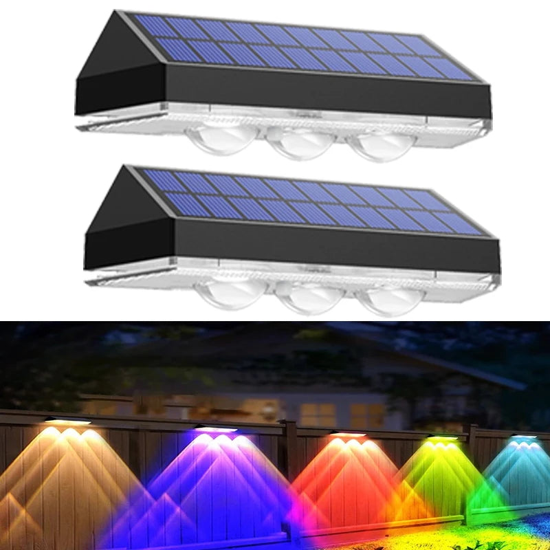 Solar Fence Lights RGB & Warm White LED Outdoor Decor