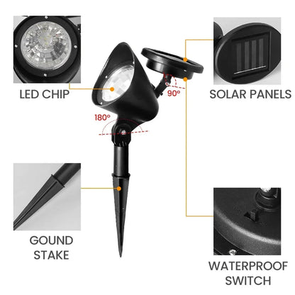 Solar LED Spotlight Outdoor - IP65 Waterproof Garden Lights
