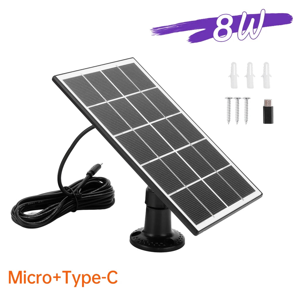 8W Solar Panel Charger for Security Cameras & Home Lights